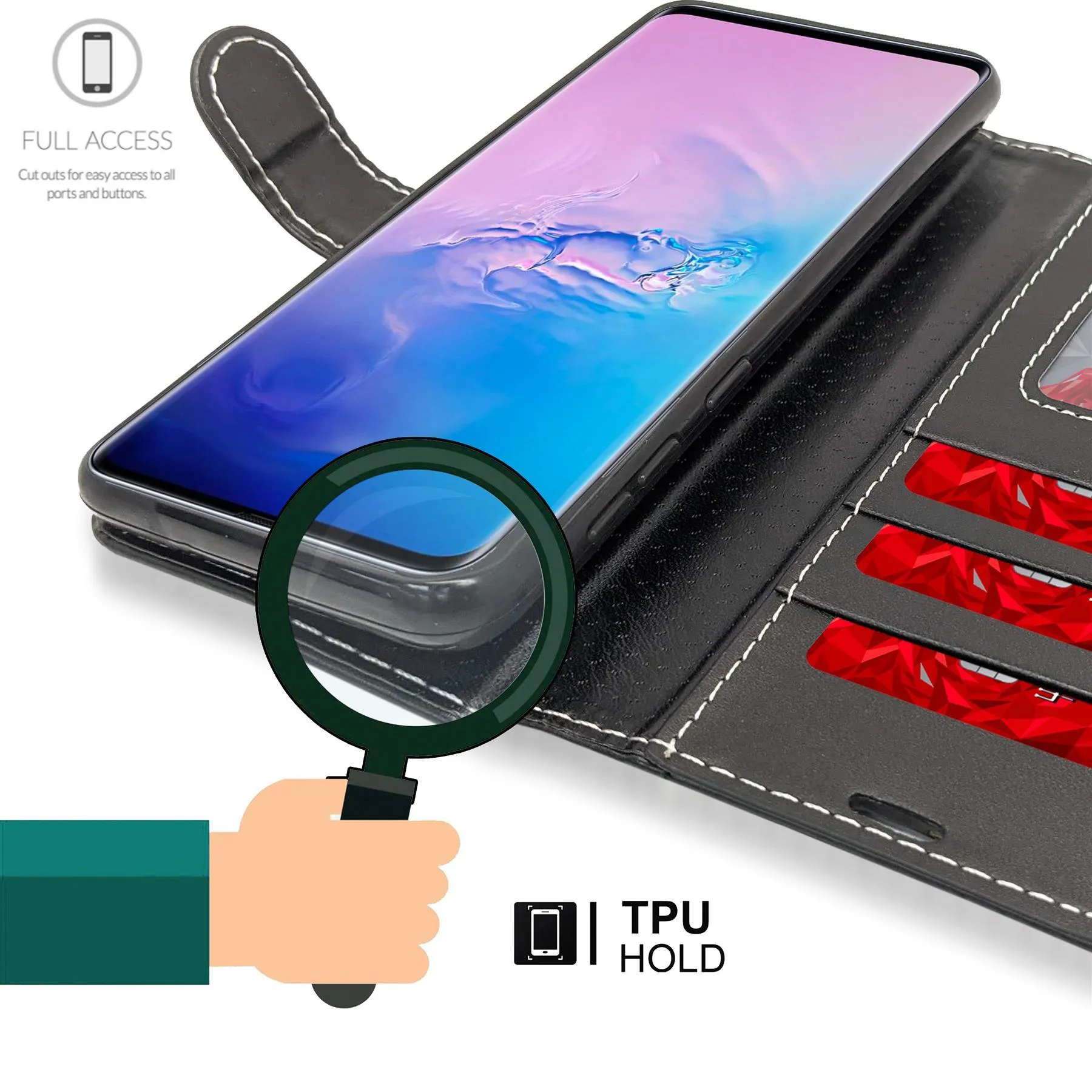 Huawei Y611 Compact Flip Folio Book Wallet Case
