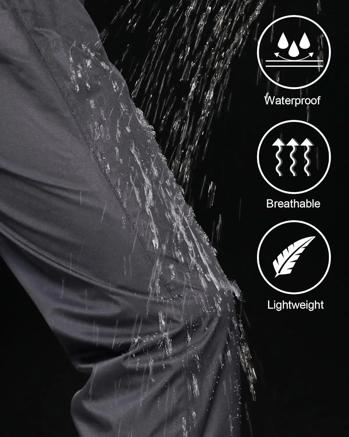 iCreek Men's Rain Pants Waterproof Over Pants Windproof Lightweight Hiking Pants Work Rain Outdoor for Golf, Fishing