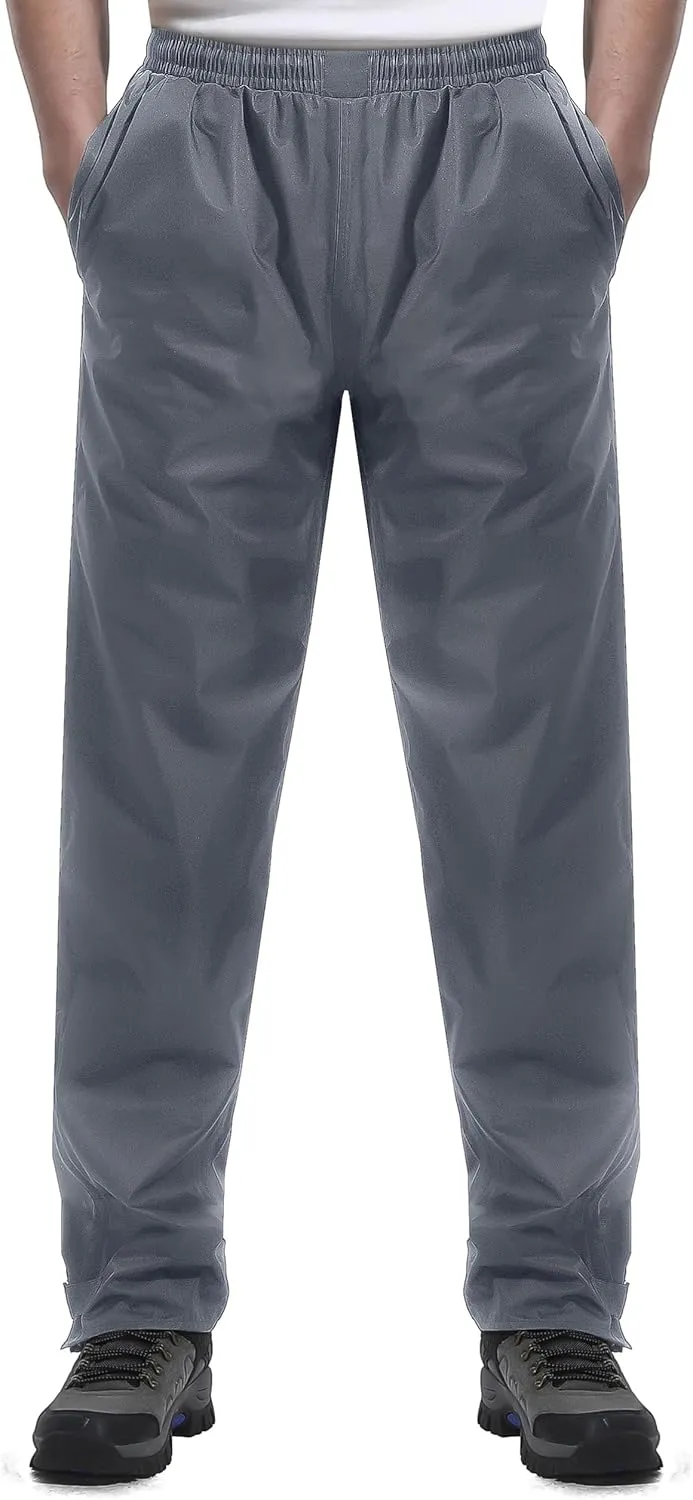 iCreek Men's Rain Pants Waterproof Over Pants Windproof Lightweight Hiking Pants Work Rain Outdoor for Golf, Fishing