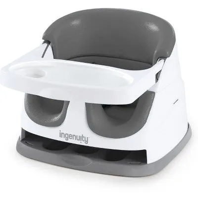 Ingenuity Baby Base 2-in-1 Booster Feeding and Floor Seat with Self-Storing Tray - Slate