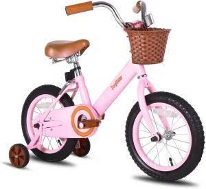 JOYSTAR Vintage Kids Bike with Training Wheels & Basket, 12 14 16 20 24 Inch Girls Bike for 2-14 Years Old, Multiple Colors