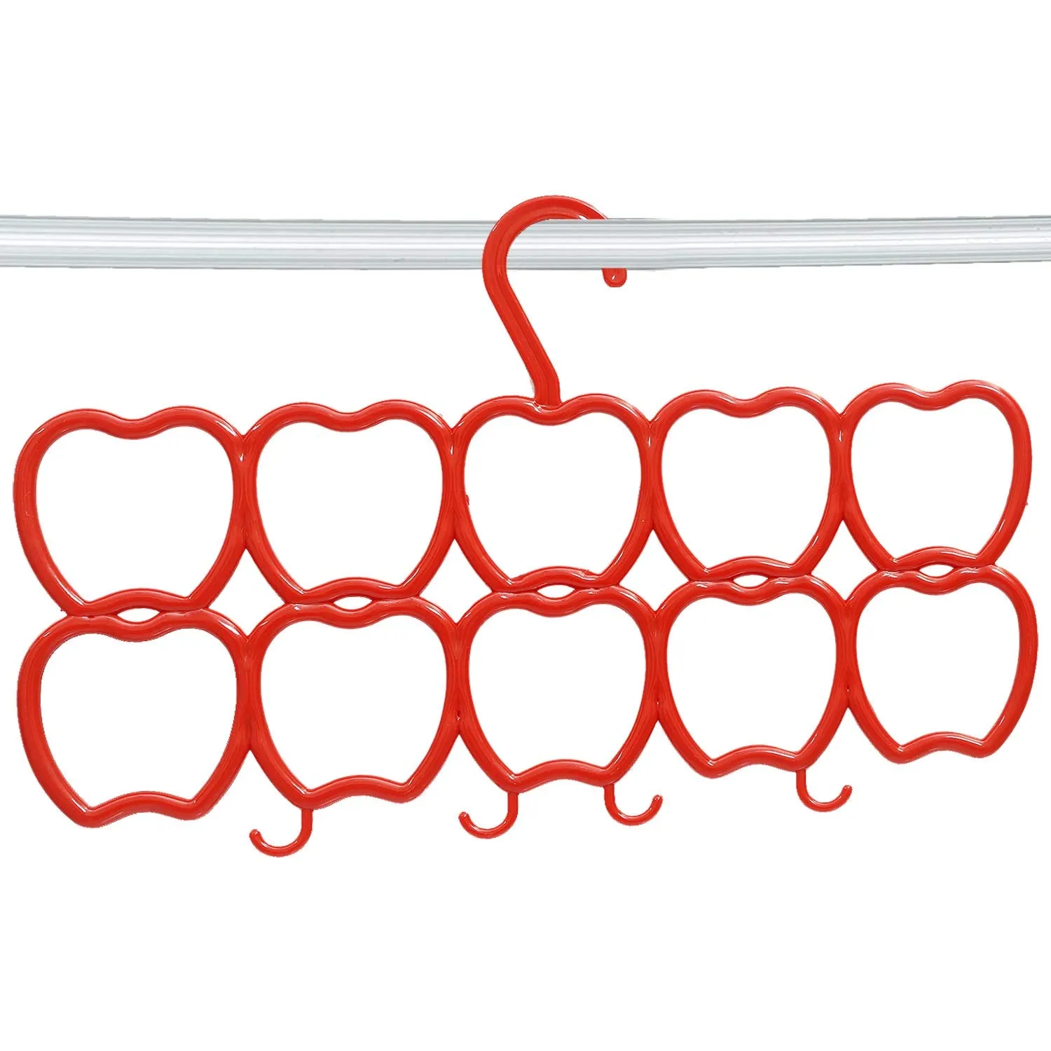 Kuber Industries 10-Circle 6 Pieces Plastic Heart Design Hanger for Scarf, Shawl, Tie, Belt, Closet Accessory Wardrobe Organizer (Multicolour) - CTKTC30783