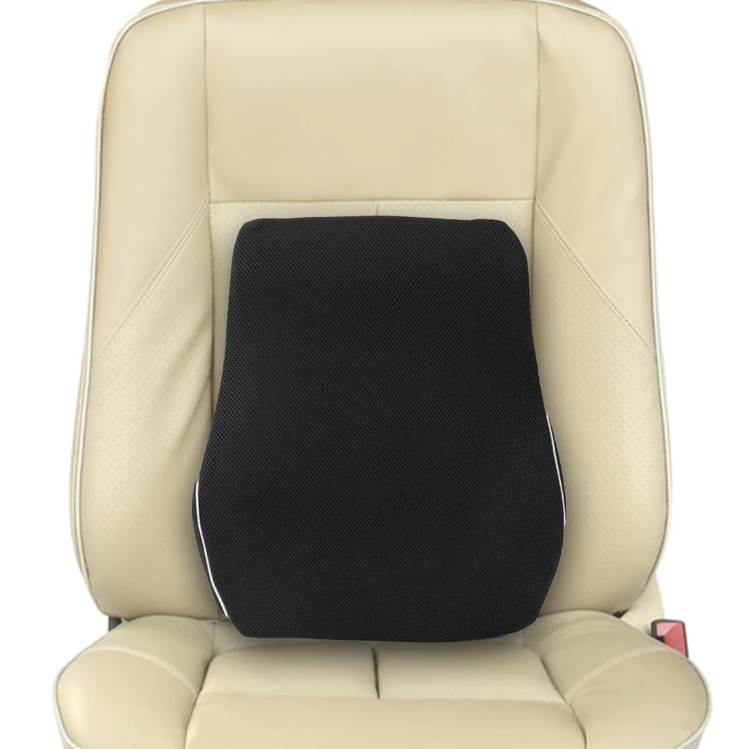 Kuber Industries Memory Foam Lumbar Support Pillow for Back Pain Relief | Back Support Pillow for Office Chair & Car Seat | Back Rest Lumber Cushion for Long Sitting | MDYKL-02-Black