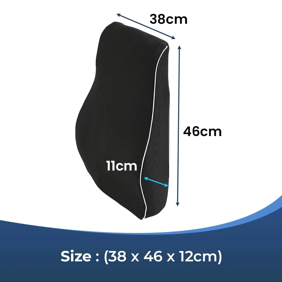 Kuber Industries Memory Foam Lumbar Support Pillow for Back Pain Relief | Back Support Pillow for Office Chair & Car Seat | Back Rest Lumber Cushion for Long Sitting | MDYKL-02-Black