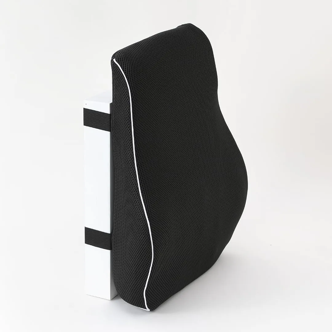 Kuber Industries Memory Foam Lumbar Support Pillow for Back Pain Relief | Back Support Pillow for Office Chair & Car Seat | Back Rest Lumber Cushion for Long Sitting | MDYKL-02-Black