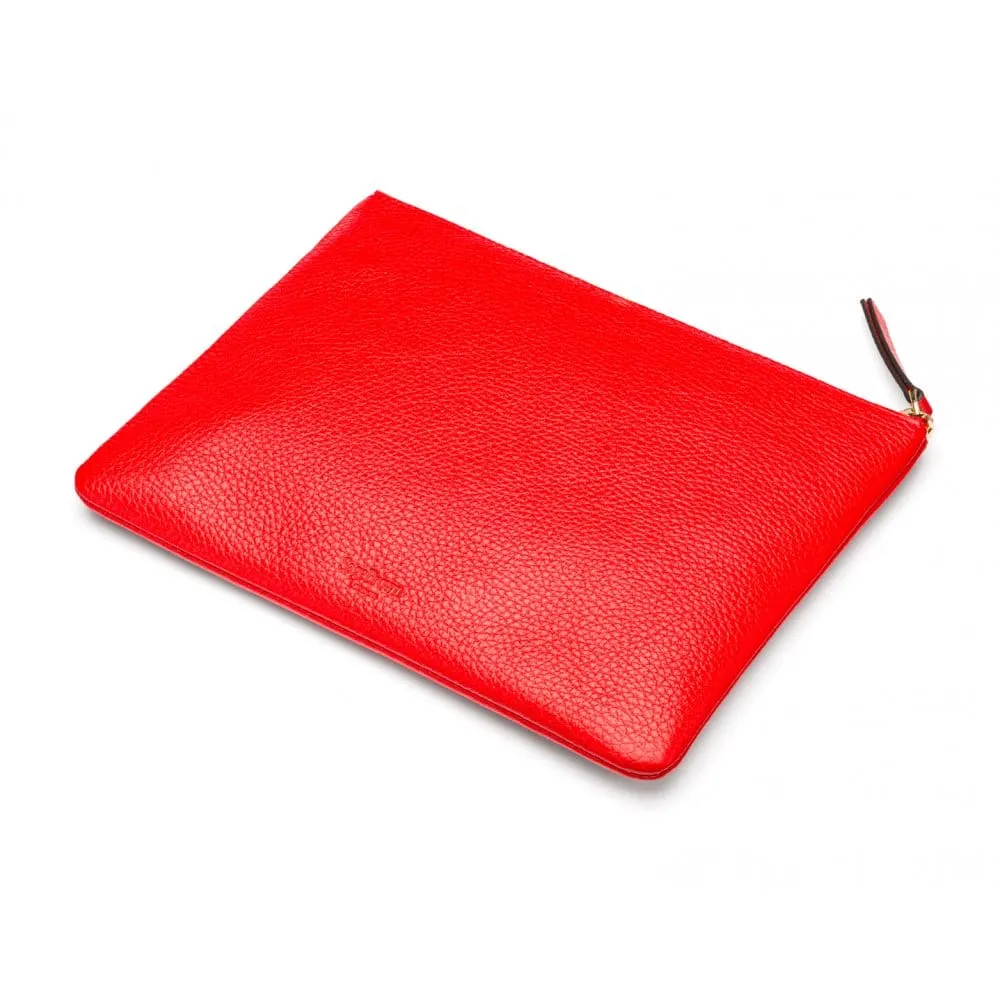 Large Leather Makeup Bag - Red