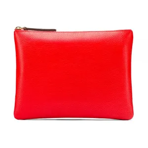 Large Leather Makeup Bag - Red