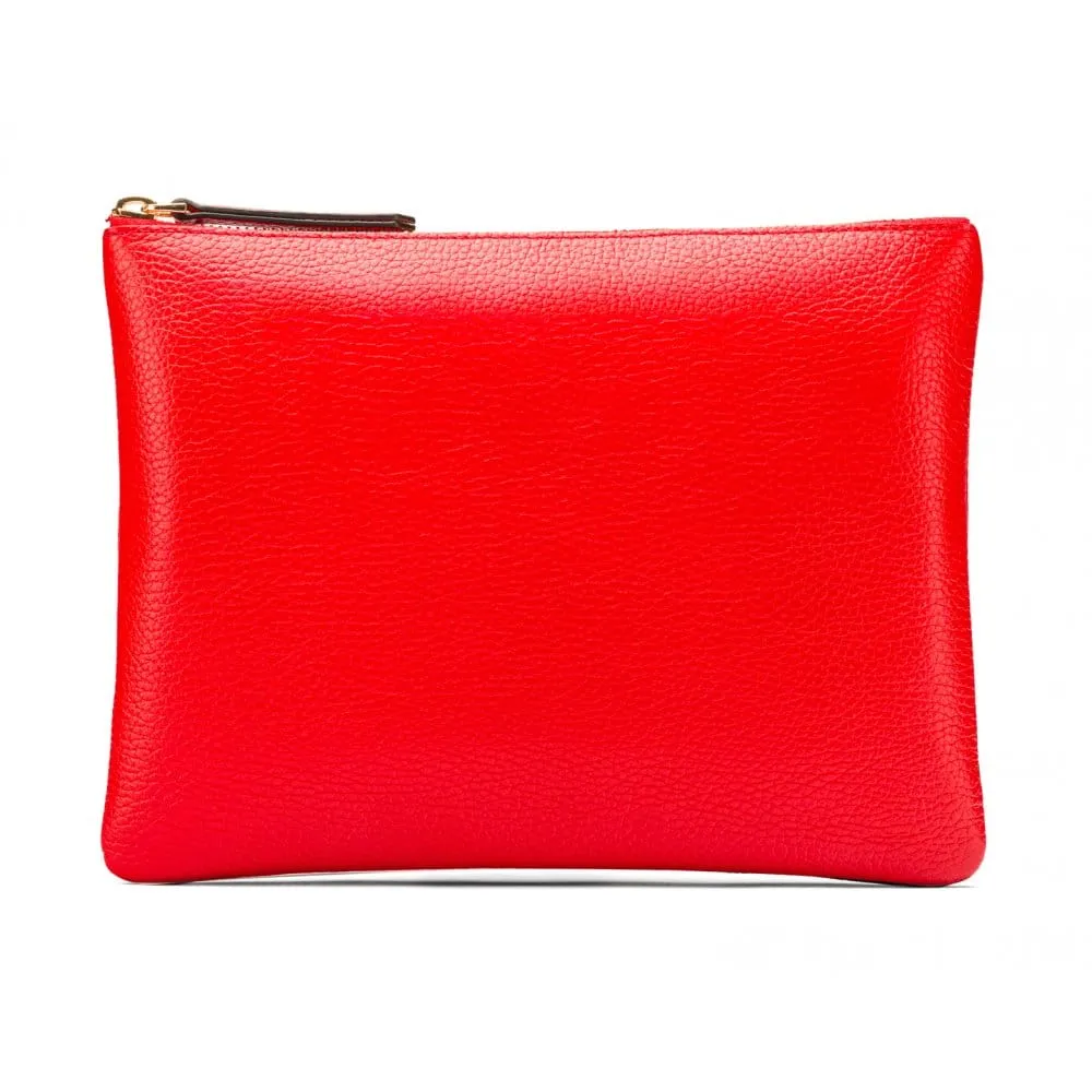 Large Leather Makeup Bag - Red
