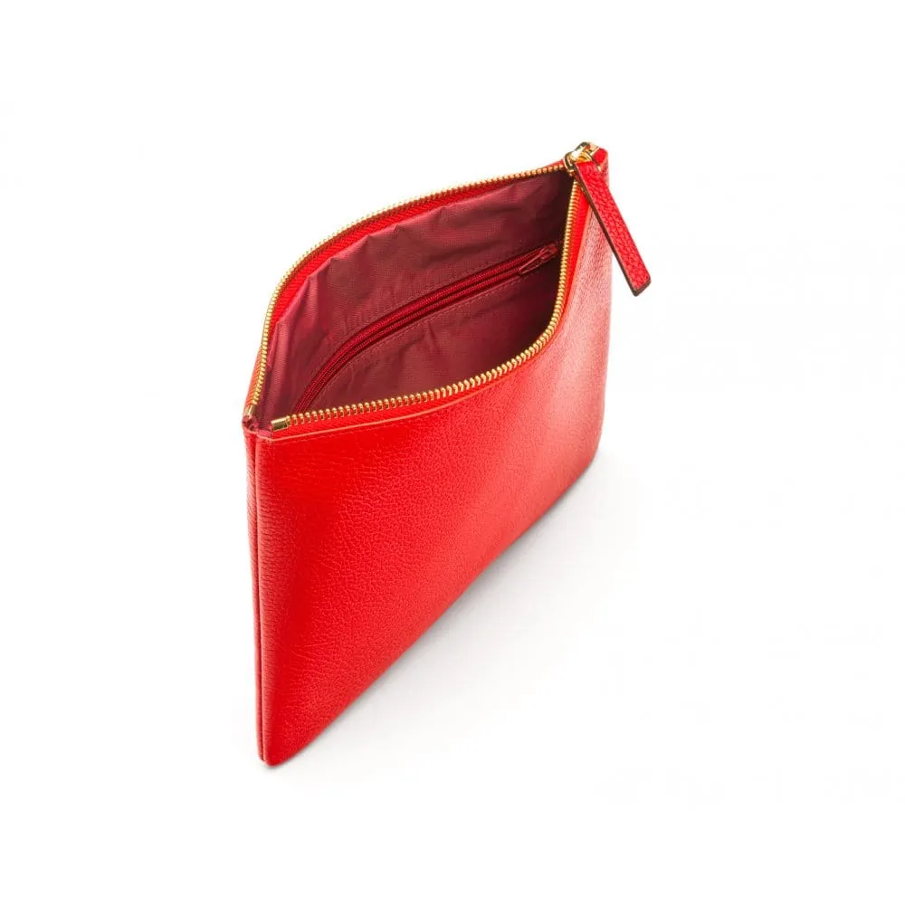 Large Leather Makeup Bag - Red