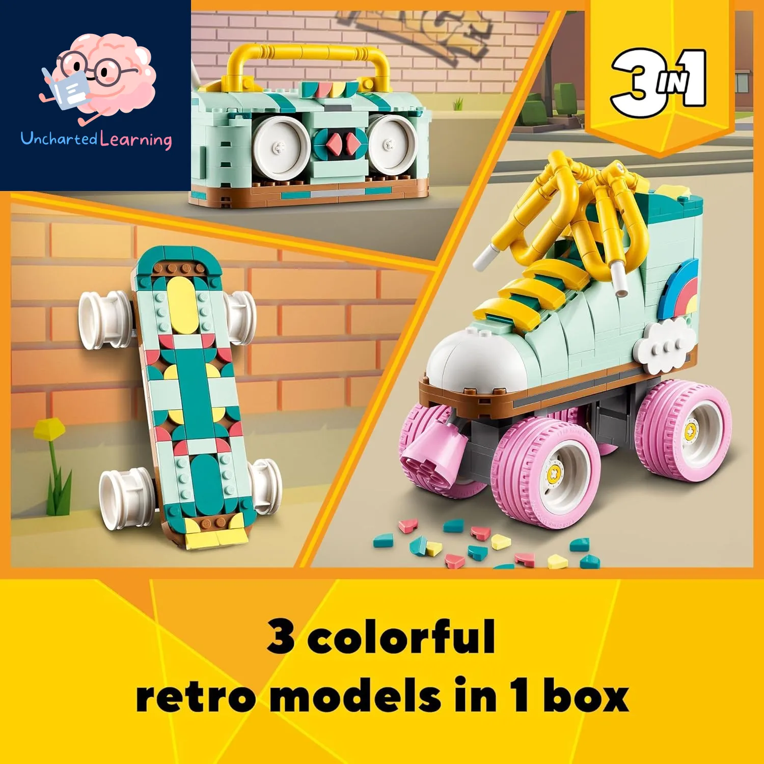 LEGO Creator 3-in-1 Retro Roller Skate (31148) – Build a Skate, Boom Box,