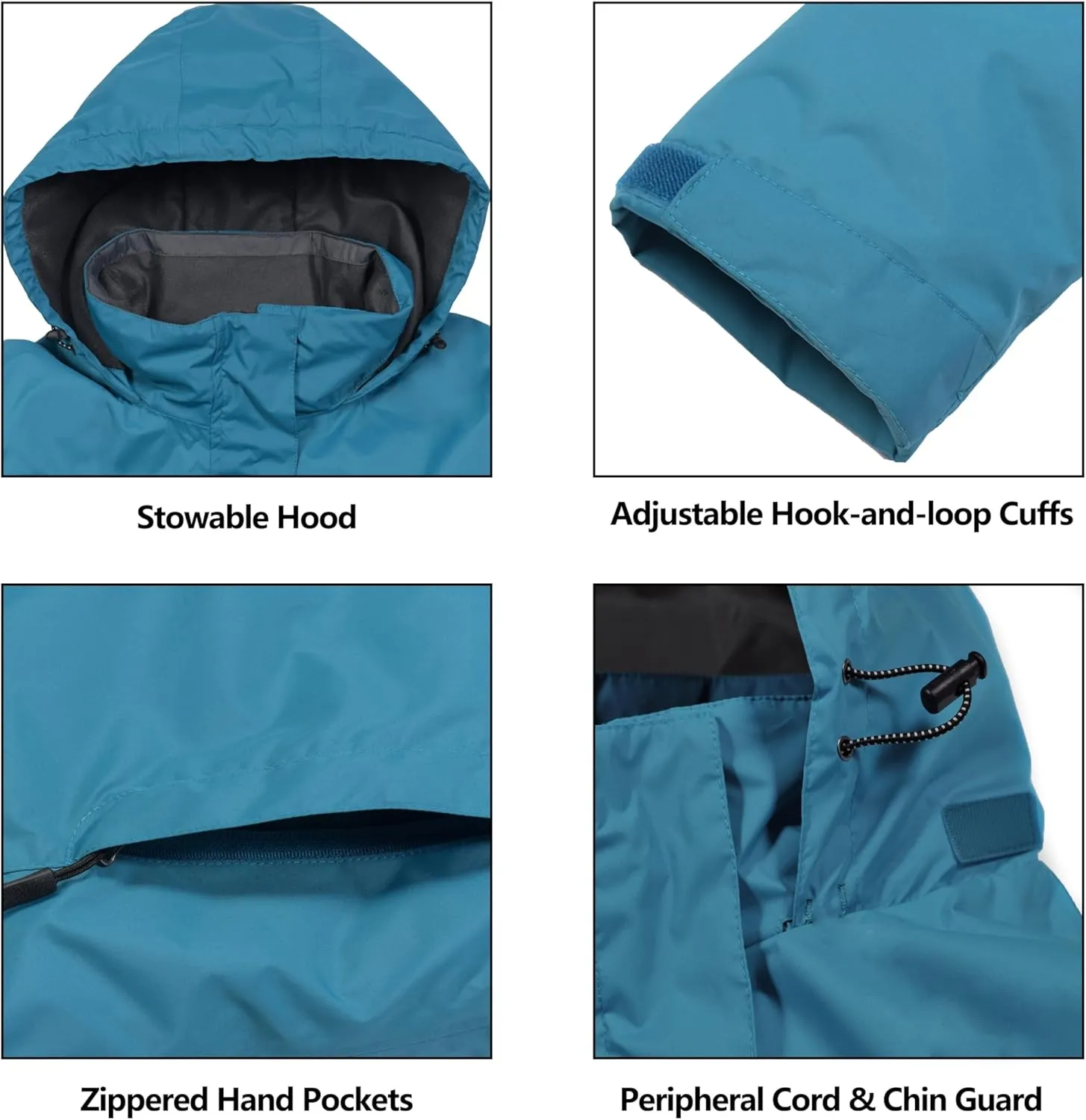 Little Donkey Andy Womens Waterproof Rain Jacket Lightweight Outdoor Windbreaker Rain Coat Shell for Hiking, Travel