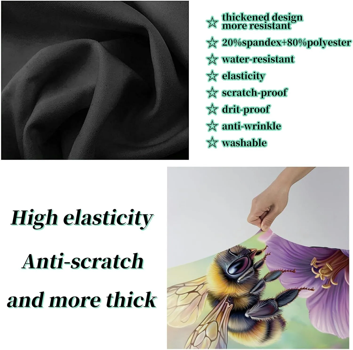 Luggage Cover   Tag, Bee Purple Flowers Travel Suitcase Cover for 29-30 inch Luggage (XL) with Concealed Zipper, Washable Elastic Cloth, Dustproof, Anti-Scratch