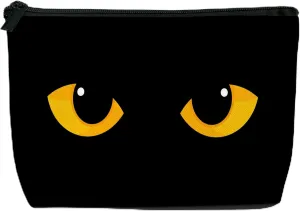 Makeup Bag for Purse, Waterproof Funny Black Cat Evil Eye Cosmetic Bag for Women, Zipper Travel Toiletry Pouch Gift 9.5??5.9 Inch