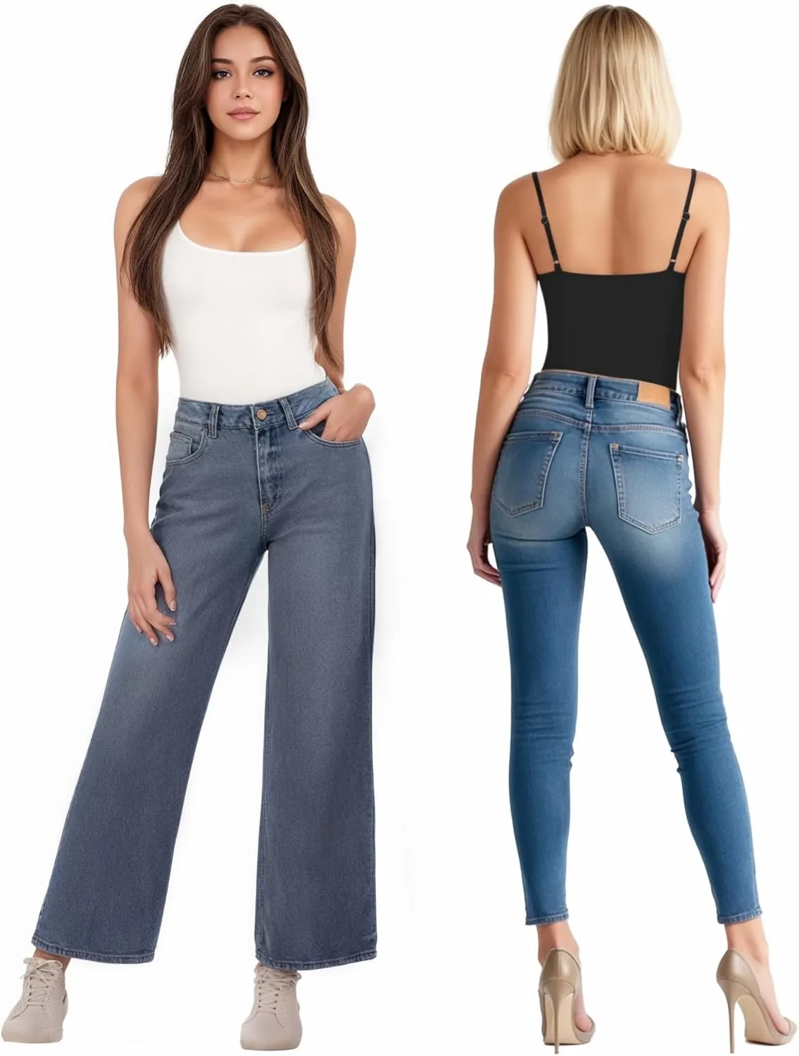 MANGOPOP Women's Cami Thong Bodysuit Double Lined Square Neck Backless Body Suit Adjustable Spaghetti Strap Tank Tops