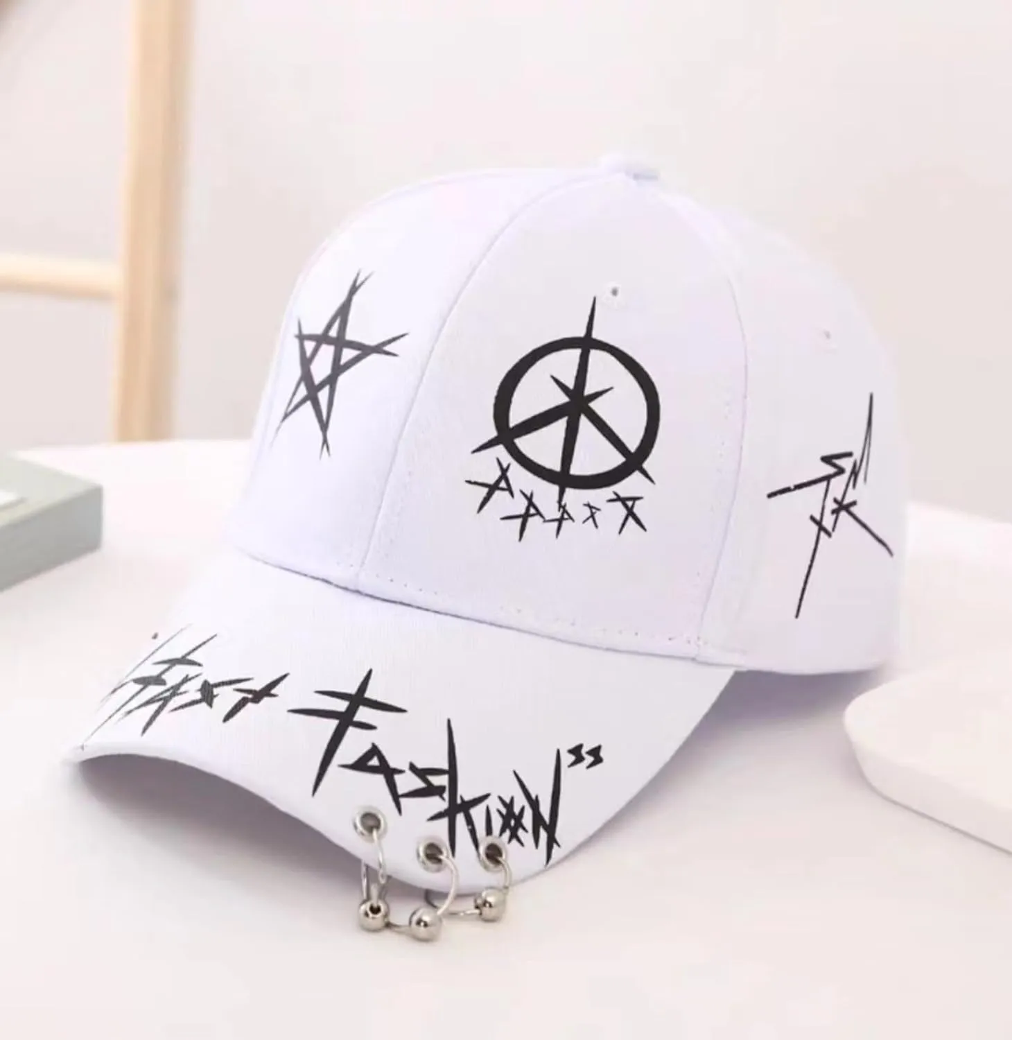 Men Women Y2K Punk Baseball Cap Graffiti Korean Hip Hop Hat Emo Alt Adjustable Caps Street Accessories Clothes Summer