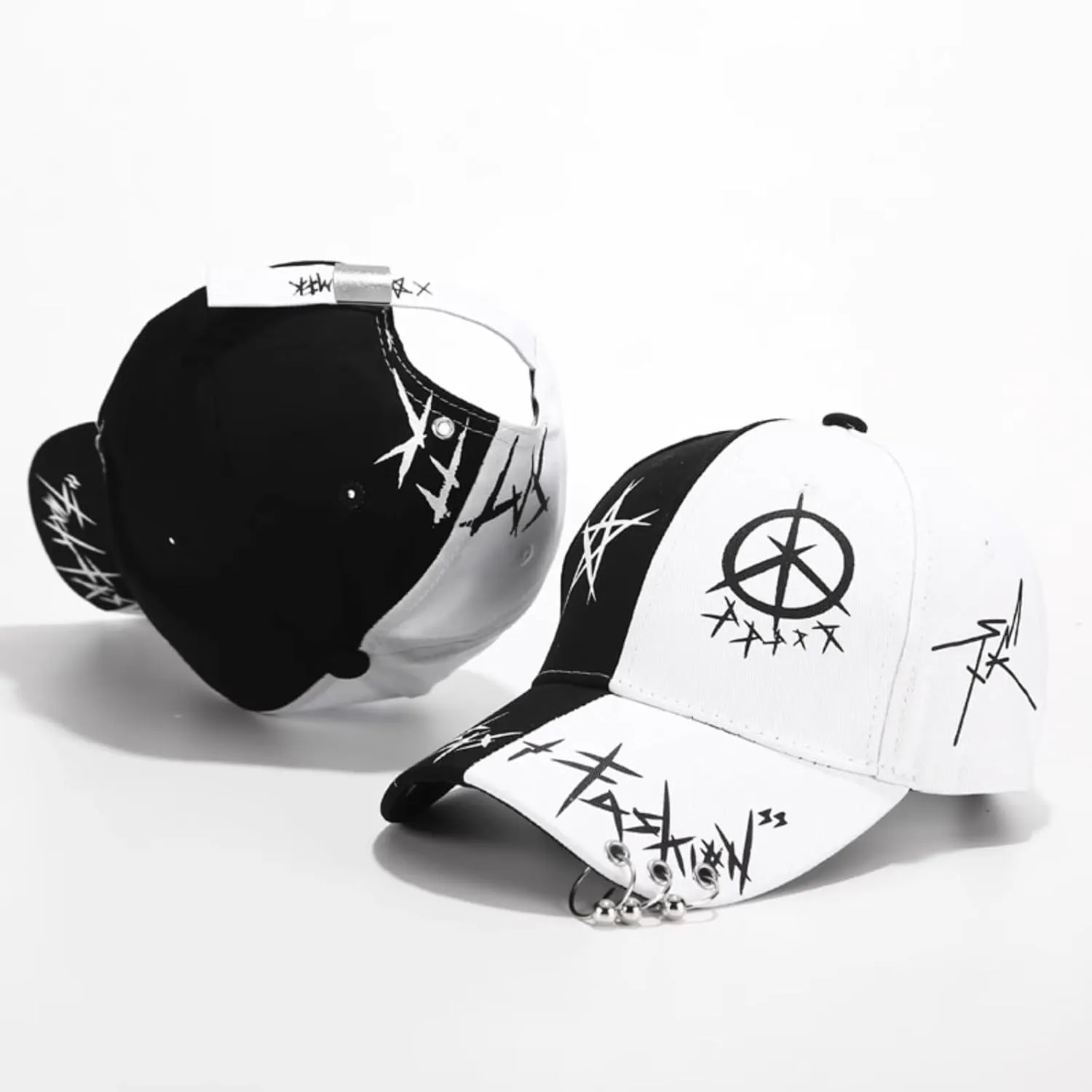 Men Women Y2K Punk Baseball Cap Graffiti Korean Hip Hop Hat Emo Alt Adjustable Caps Street Accessories Clothes Summer