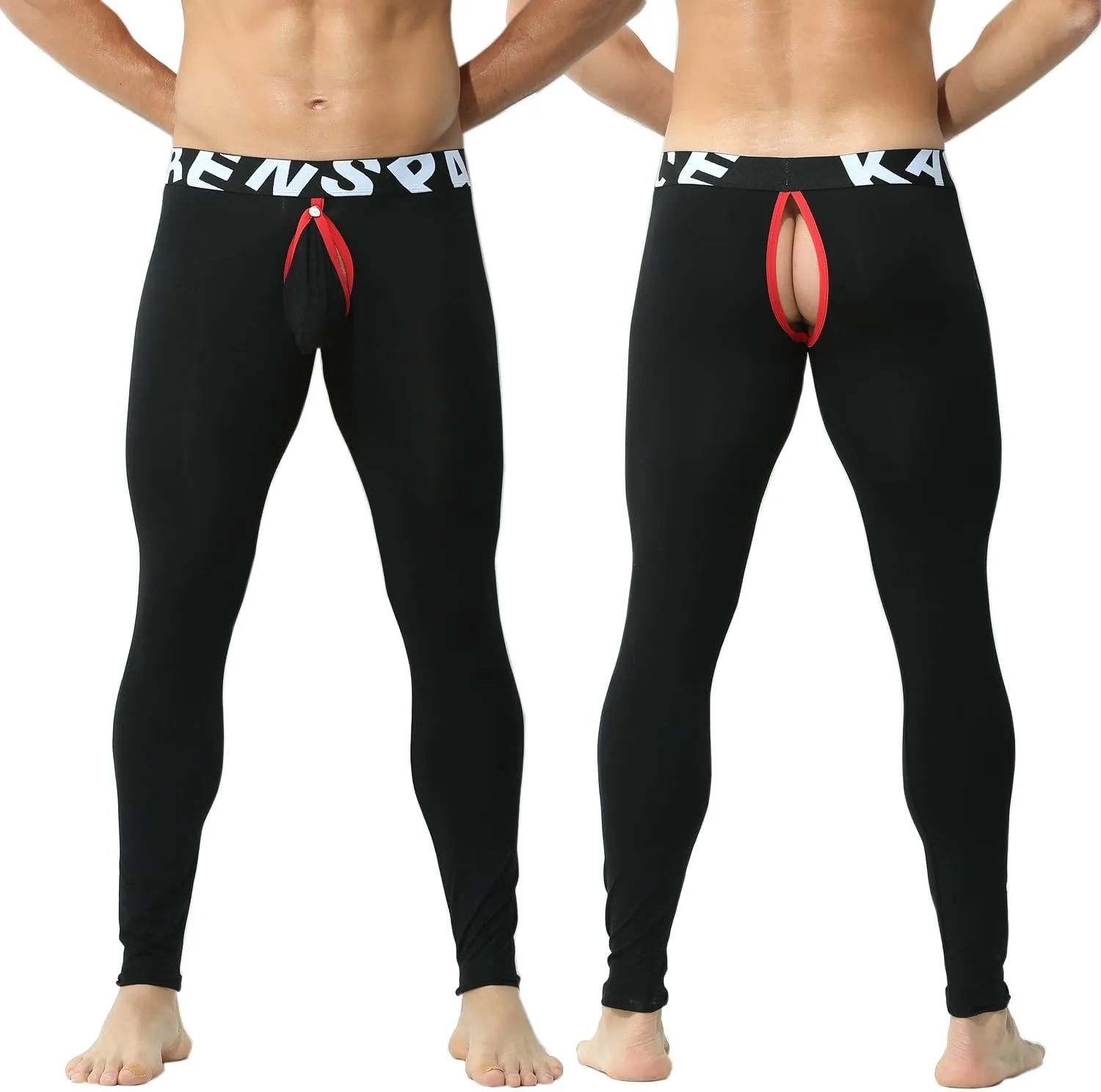 Mens Removable Pouch Long Johns Thermal Underwear Pants Bottom Leggings