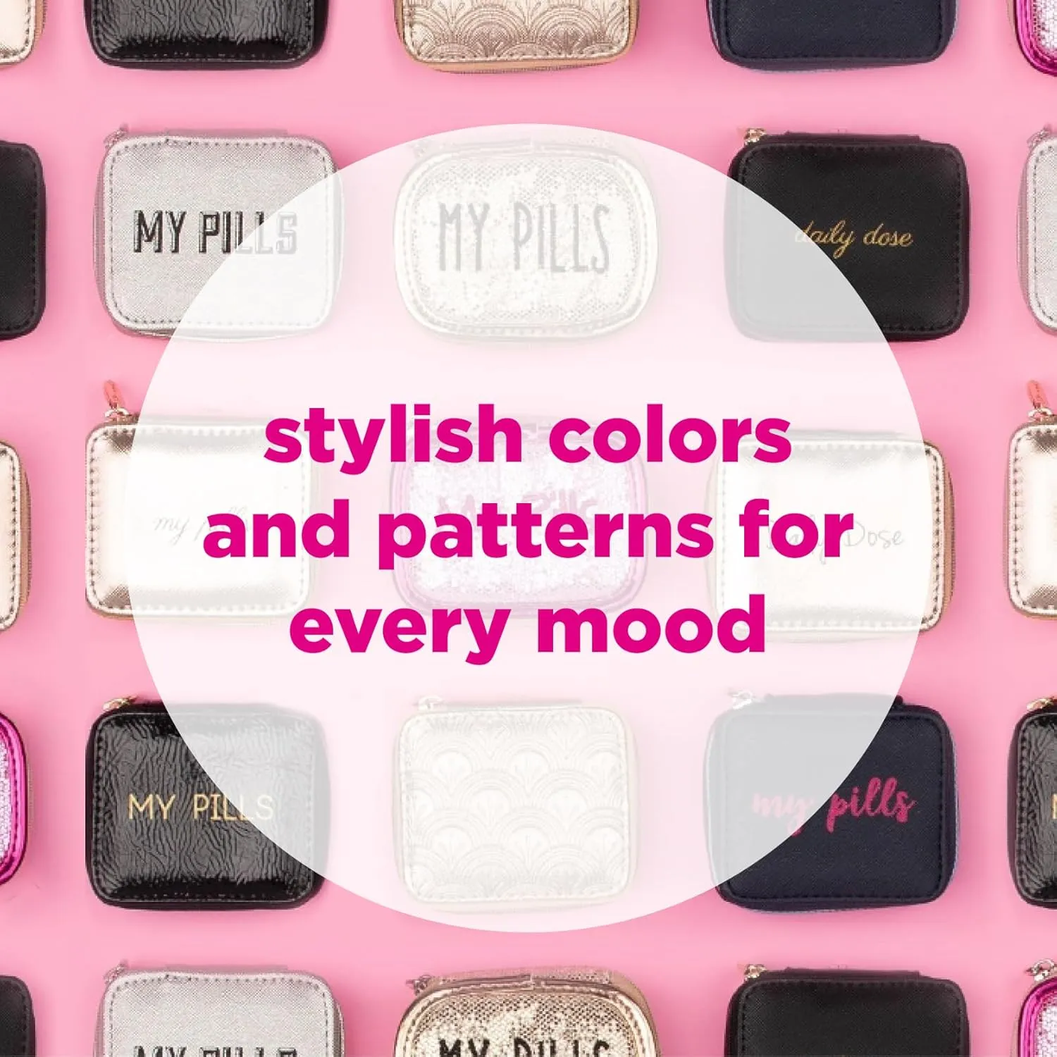 Miamica Zippered Pill Case with 7-Day Removable Plastic Medicine Organizer, Yellow, 3.5 L x 2.75 W x 1.25 H Keep Your Vitamins and Pills Organized Compact and Sleek Pill Box