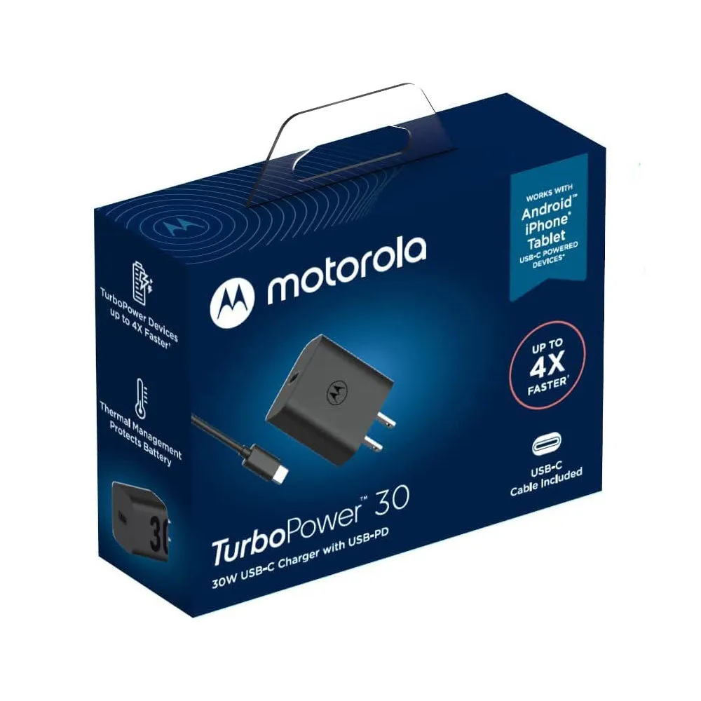 Motorola TurboPower 30W Wall Charger With 1M C-C Cable - Black