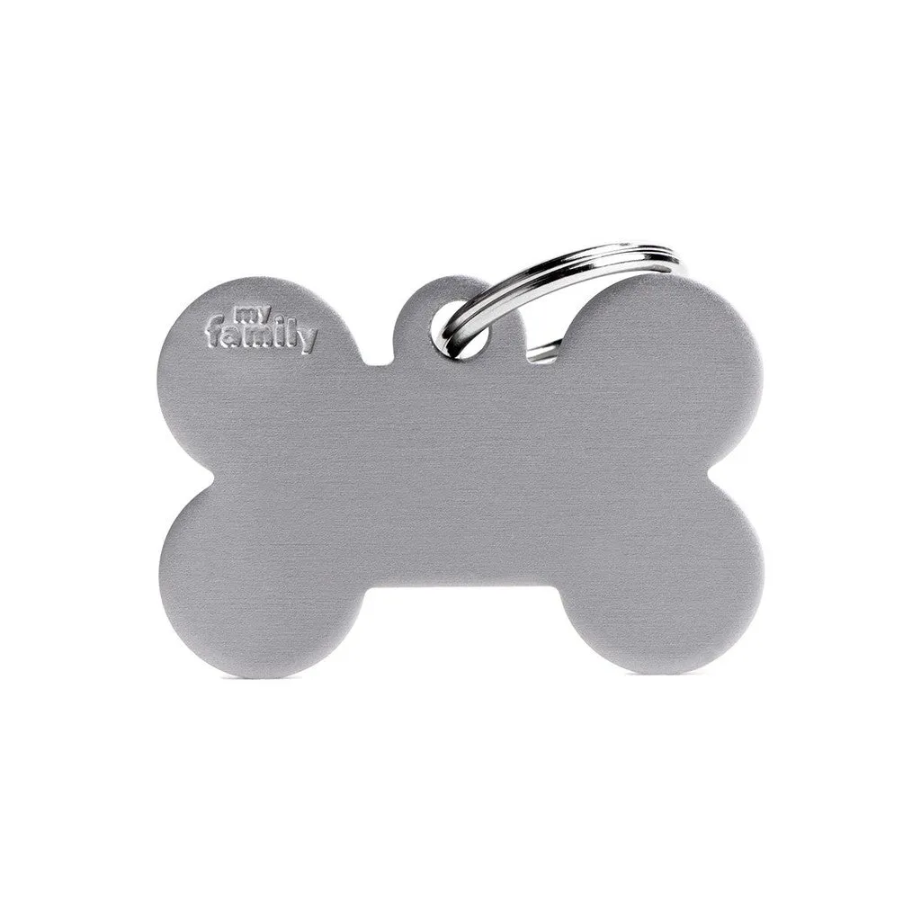 MyFamily Pet Tag: Basic Big Aluminum Gray Bone