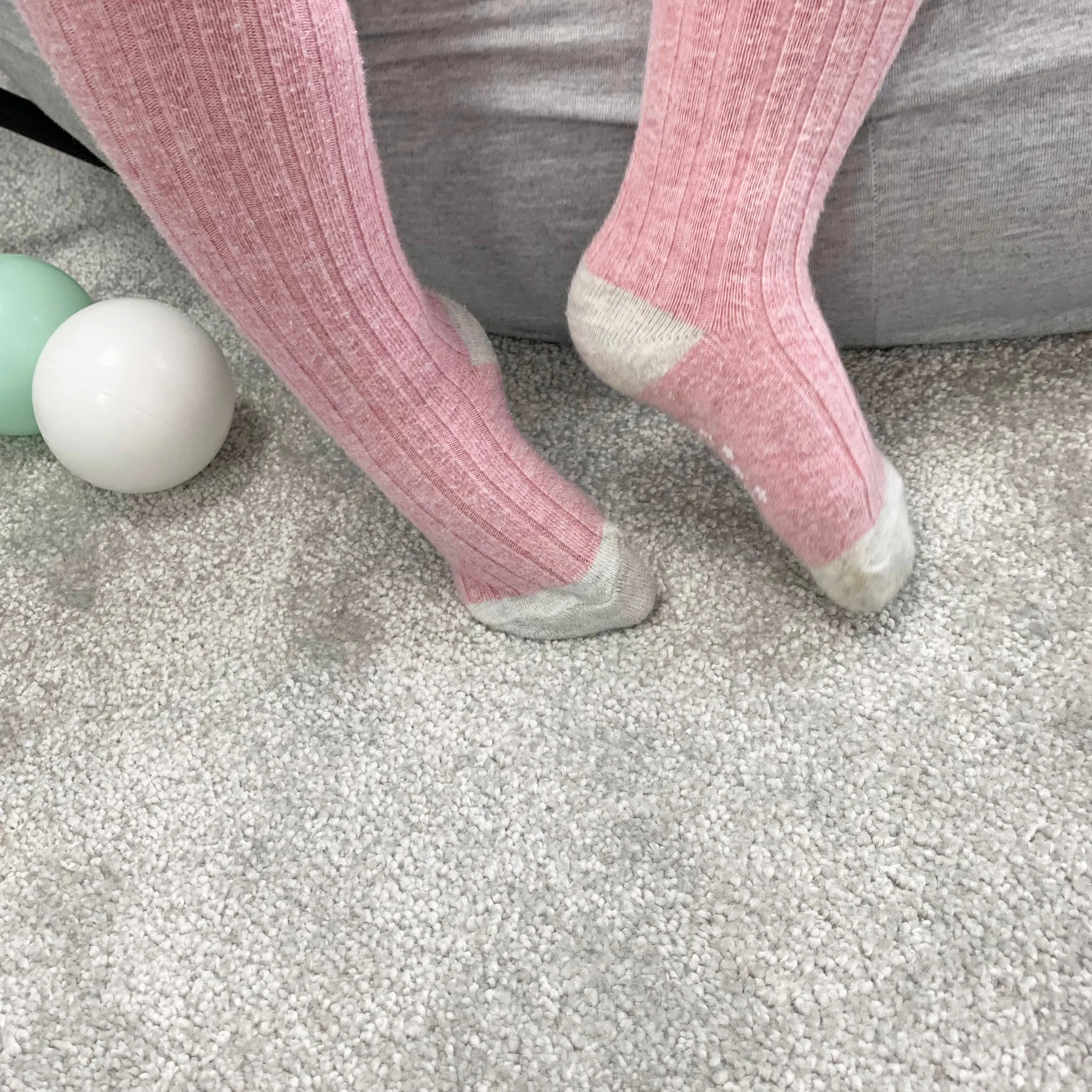 Non-Slip Super Soft Ribbed Baby and Toddler Tights - 2 Pack in Grey Marl & Dusty Pink