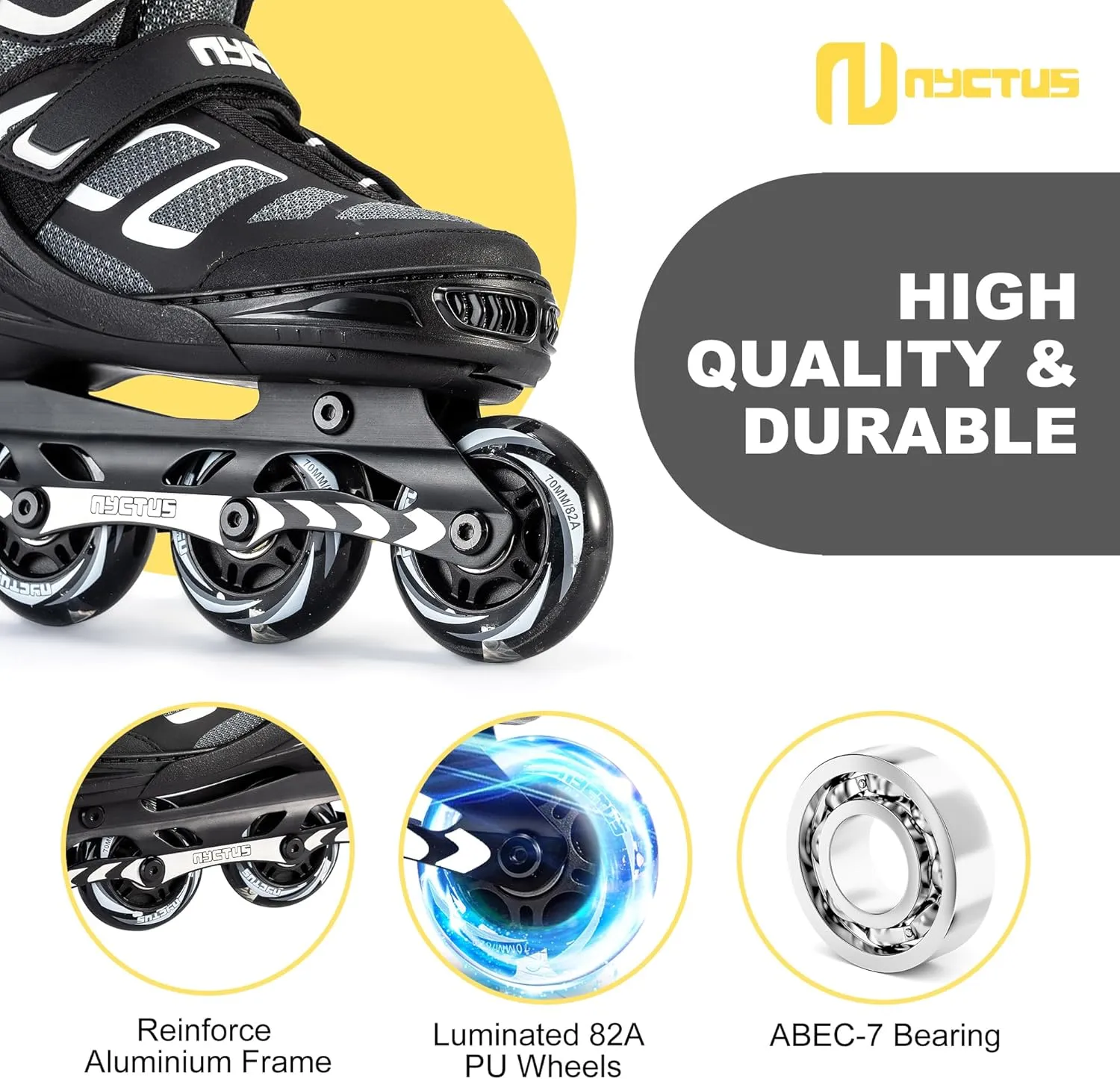 NYCTUS Inline Skates for Kids and Adults, Adjustable Inline Skates for Girls and Boys, Roller Skates for Women and Men with Full Light up Wheels