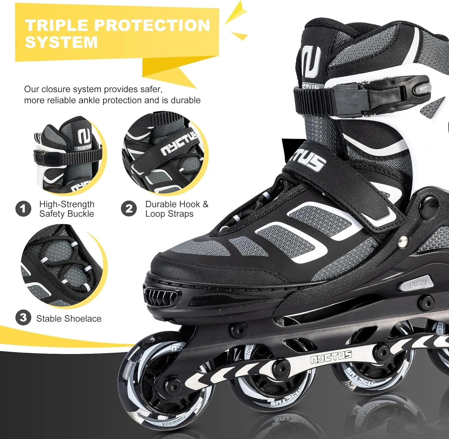 NYCTUS Inline Skates for Kids and Adults, Adjustable Inline Skates for Girls and Boys, Roller Skates for Women and Men with Full Light up Wheels