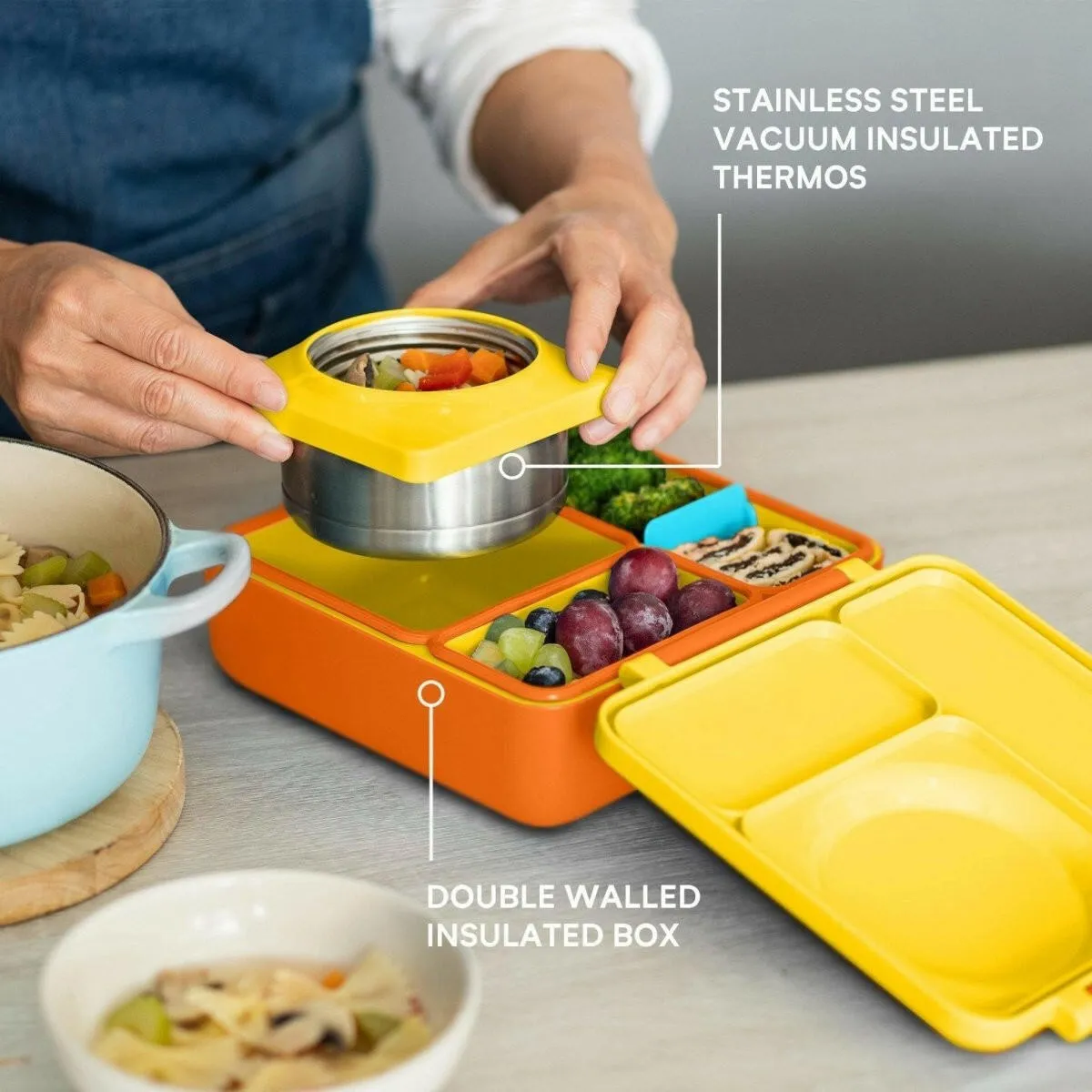 OmieBox V2 Bento Box for Kids - Insulated Bento Lunch Box - Sunshine
