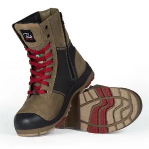 P&F Women's 8" CSA Safety Work Boots PF368 Full Grain Leather, Steel Toe, Anti-Slip Outsole, Lightweight, YKK Zipper, Shock-Absorbing Insoles | Sizes 5-12