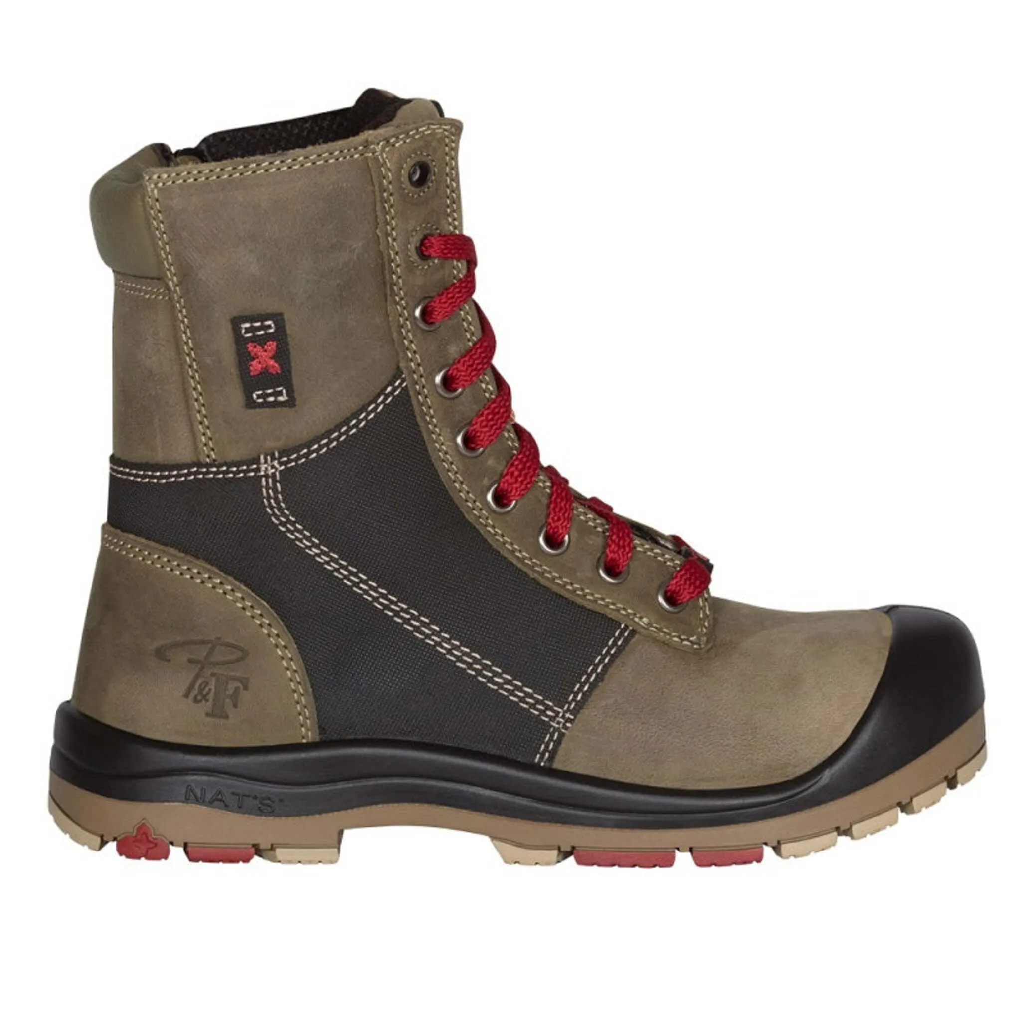 P&F Women's 8" CSA Safety Work Boots PF368 Full Grain Leather, Steel Toe, Anti-Slip Outsole, Lightweight, YKK Zipper, Shock-Absorbing Insoles | Sizes 5-12