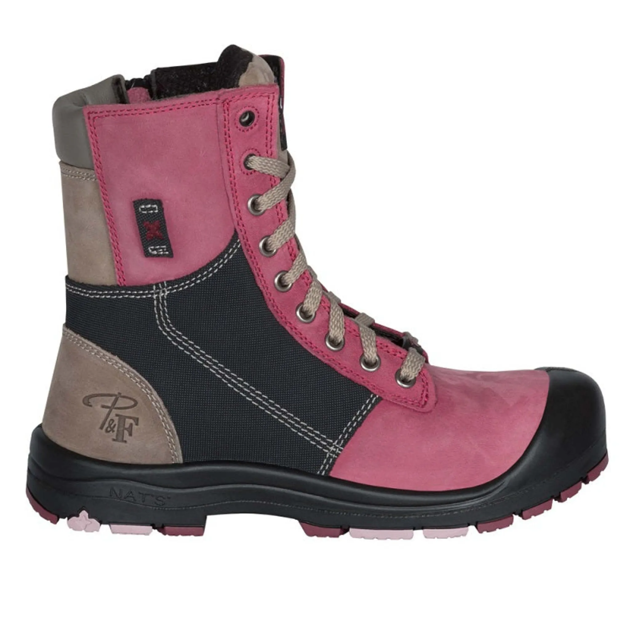P&F Women's 8" CSA Safety Work Boots PF368 Full Grain Leather, Steel Toe, Anti-Slip Outsole, Lightweight, YKK Zipper, Shock-Absorbing Insoles | Sizes 5-12