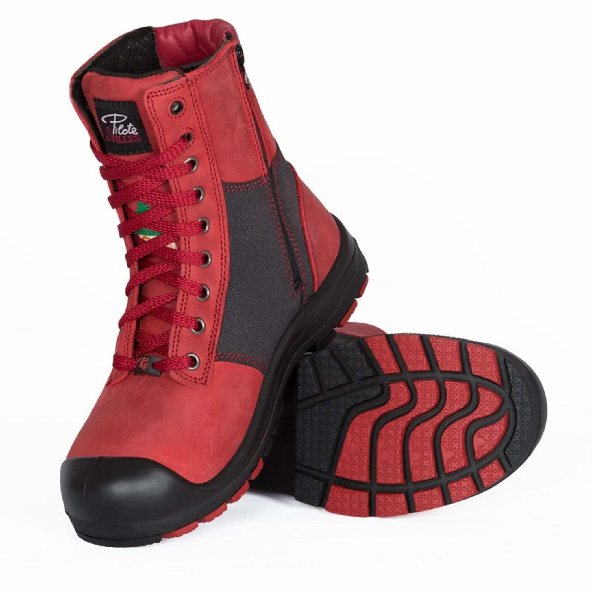 P&F Women's 8" CSA Safety Work Boots PF368 Full Grain Leather, Steel Toe, Anti-Slip Outsole, Lightweight, YKK Zipper, Shock-Absorbing Insoles | Sizes 5-12