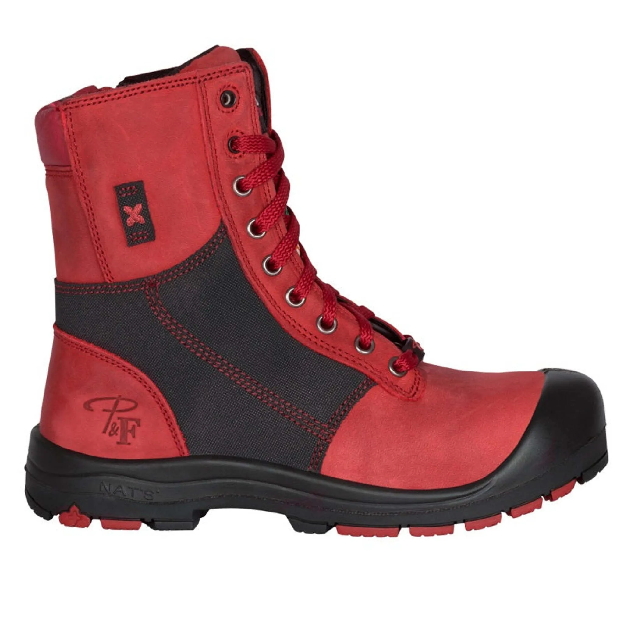 P&F Women's 8" CSA Safety Work Boots PF368 Full Grain Leather, Steel Toe, Anti-Slip Outsole, Lightweight, YKK Zipper, Shock-Absorbing Insoles | Sizes 5-12