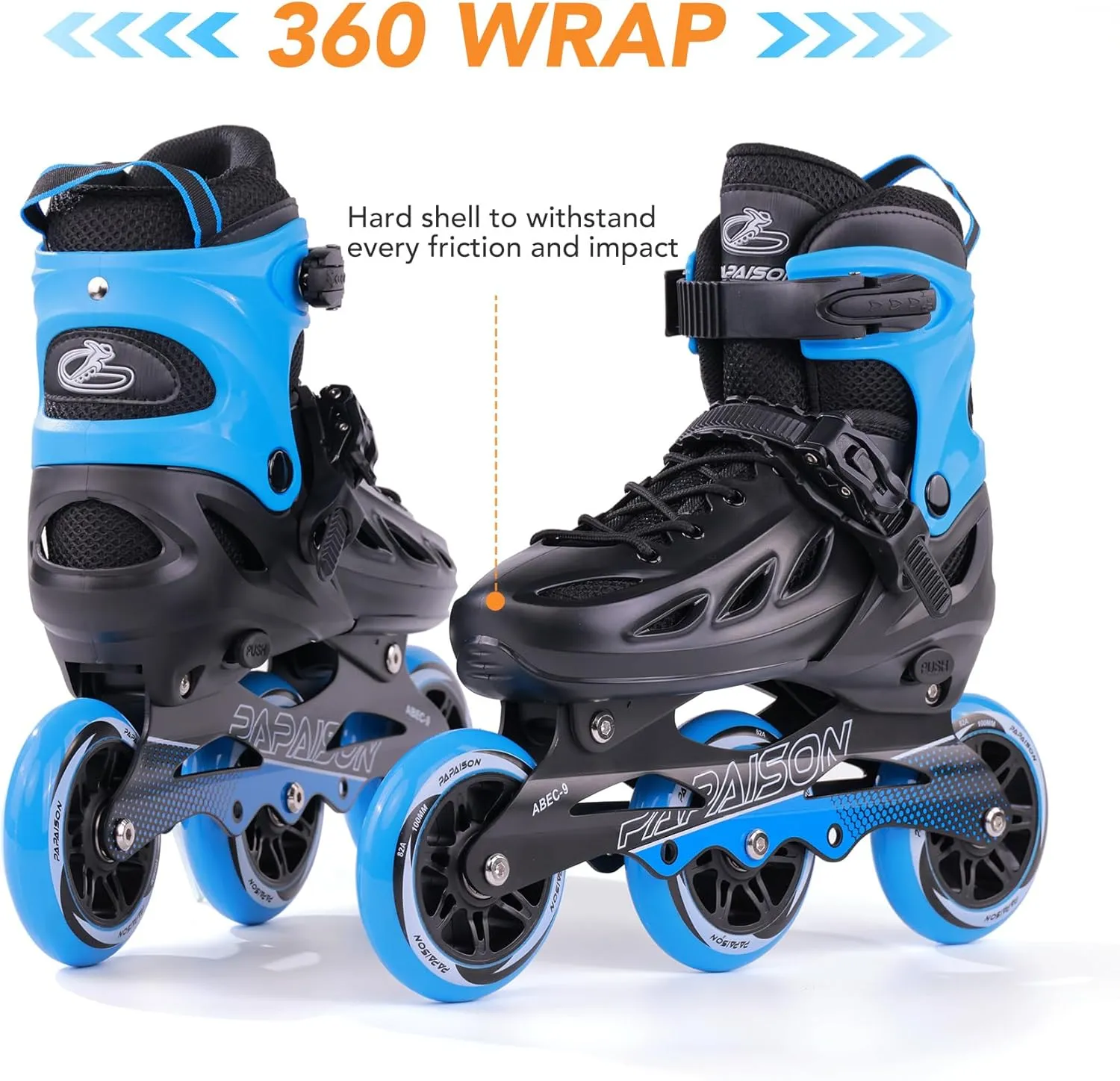 PAPAISON Adult Adjustable Inline Skates for Men Women with 3 100mm Wheels, Outdoor Blades Female Male Fitness Speed Racing Skates, Roller Skates for Teens Boys Girls