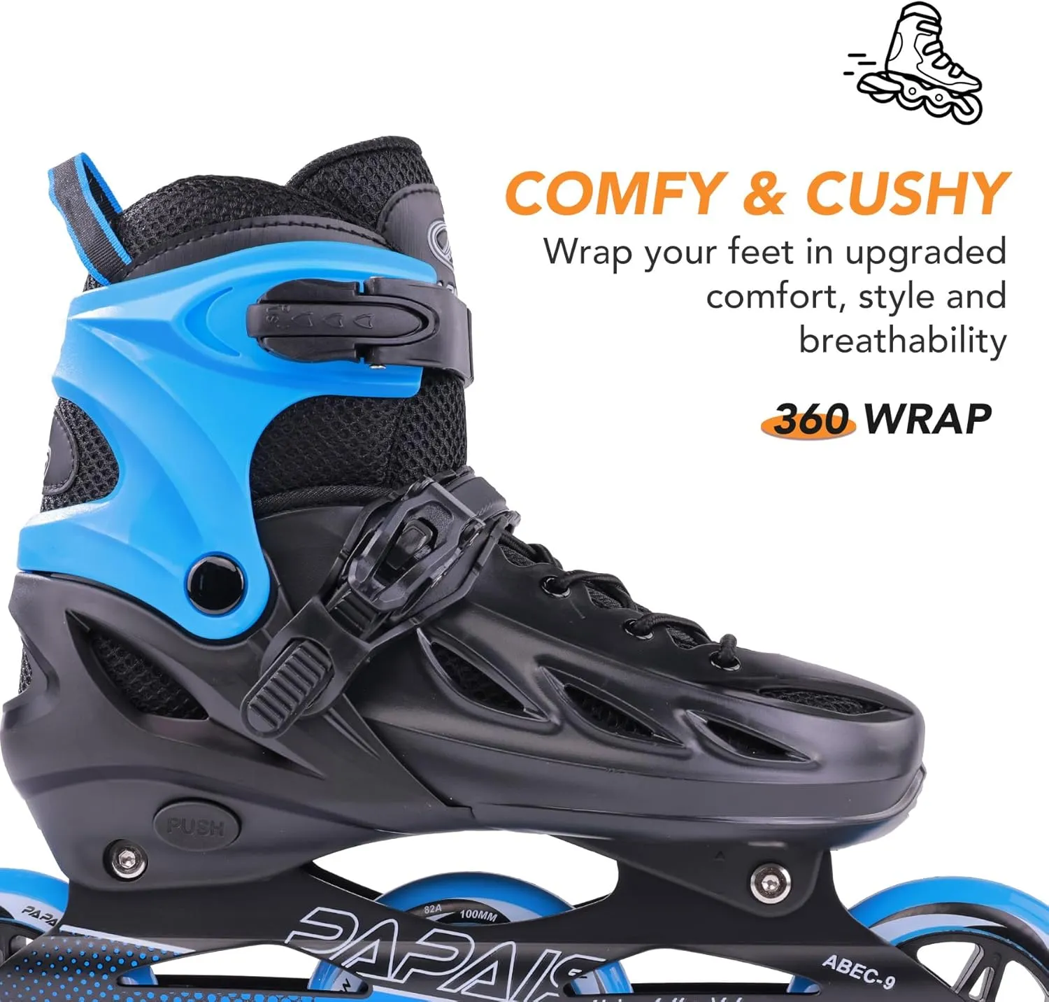 PAPAISON Adult Adjustable Inline Skates for Men Women with 3 100mm Wheels, Outdoor Blades Female Male Fitness Speed Racing Skates, Roller Skates for Teens Boys Girls