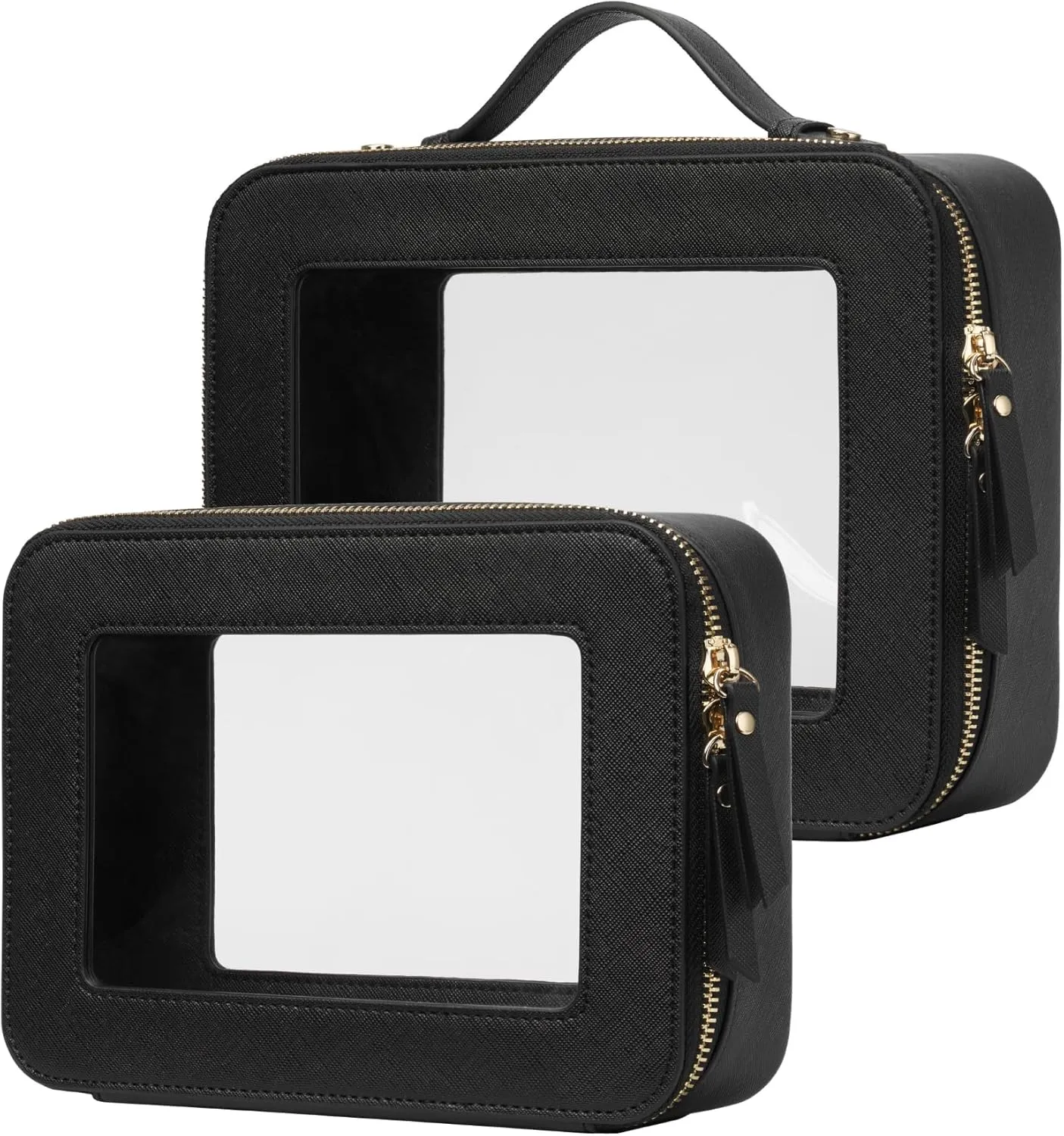 Popvibe Clear Makeup Bag Travel Cosmetic Case Transparent Toiletry Bag with Zipper, Portable Make Up Organizer Traveling Compact Car Bag for Essentials