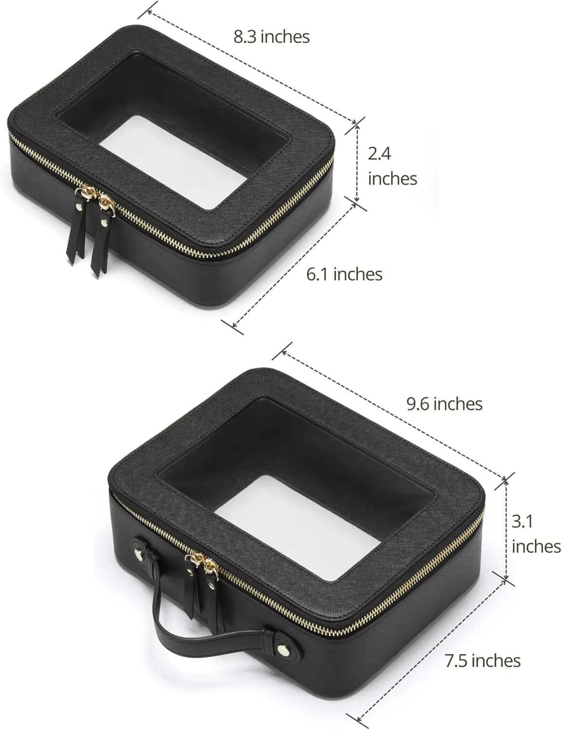 Popvibe Clear Makeup Bag Travel Cosmetic Case Transparent Toiletry Bag with Zipper, Portable Make Up Organizer Traveling Compact Car Bag for Essentials