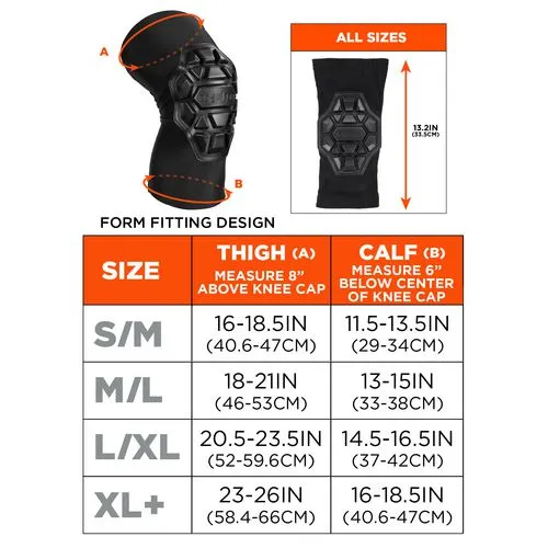 Proflex 550 Padded Knee Sleeves With 3-layer Foam Cap, Slip-on, X-large , Black, Pair