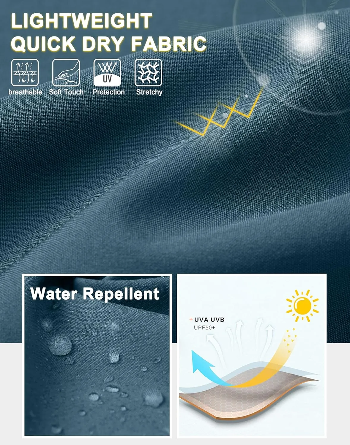 Pudolla Men's Hiking Cargo Shorts Lightweight 7" Travel Casual Shorts for Men Golf Work Outdoor with 5 Zipper Pockets