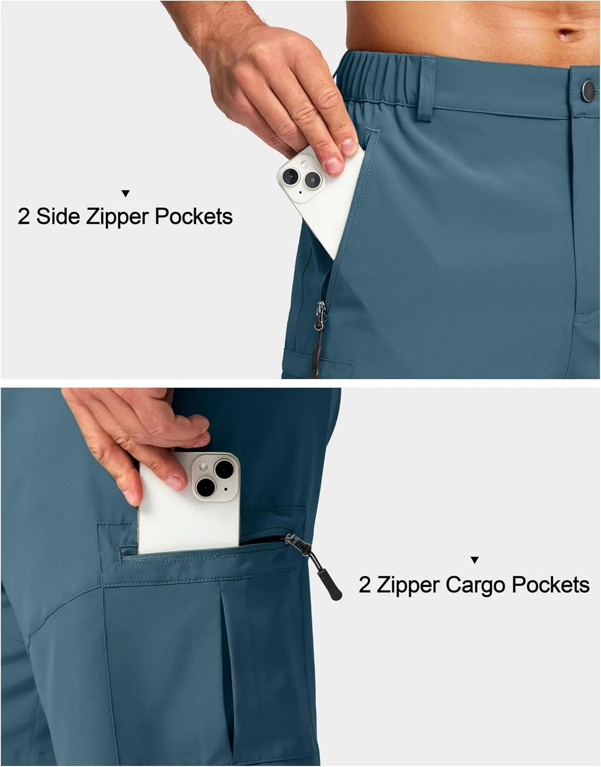 Pudolla Men's Hiking Cargo Shorts Lightweight 7" Travel Casual Shorts for Men Golf Work Outdoor with 5 Zipper Pockets