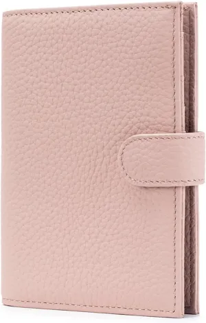 RFID Passport Holder Travel Wallet for Women, Leather Passport Cover Wallet with Card Holders SIM Slots,Zippered Coins Pocket and Cash Slot Slim Compact Travel Wallet (Pink)