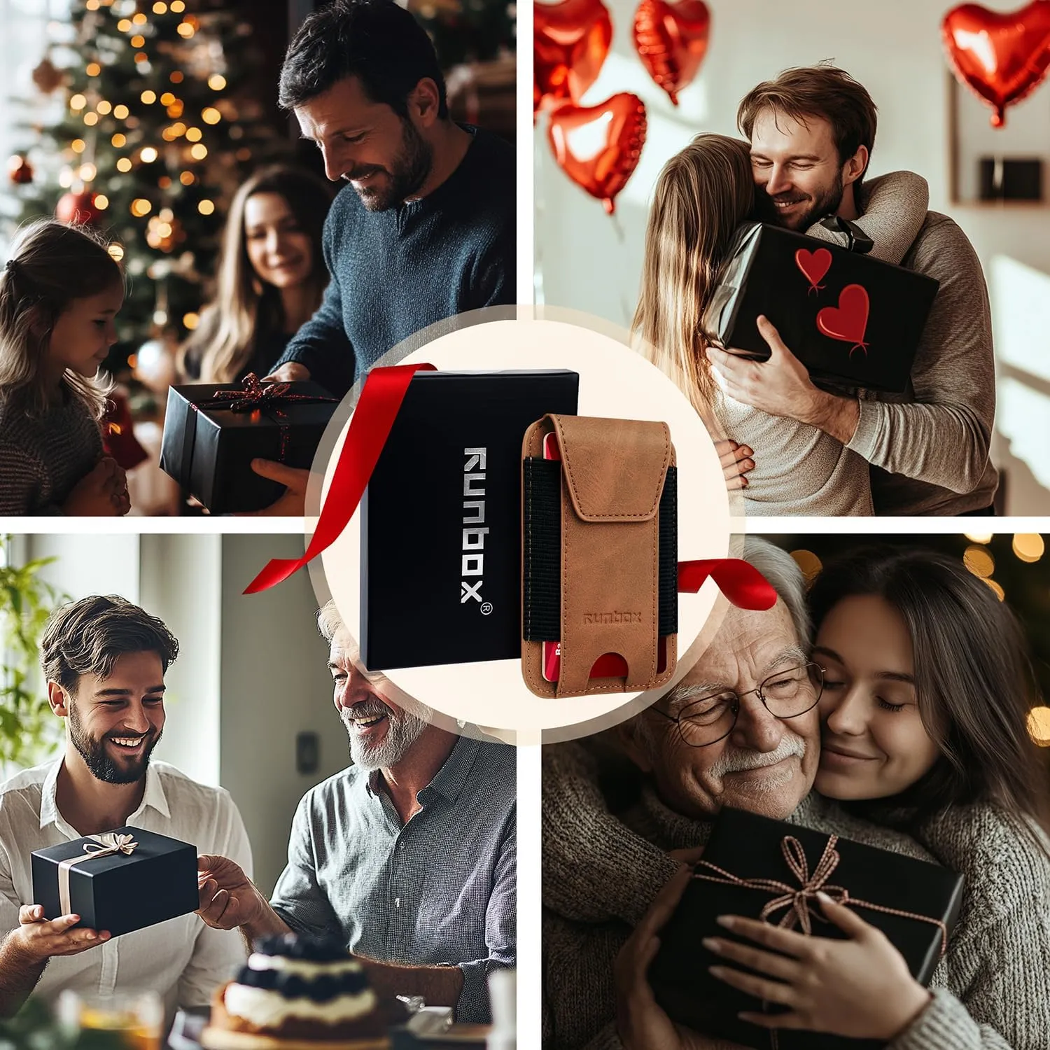 RUNBOX Wallet for Men 6-8 Cards With ID Window RFID Blocking Wallet Credit Card Holder Minimalist Front Pocket Gifts Ideal Choice