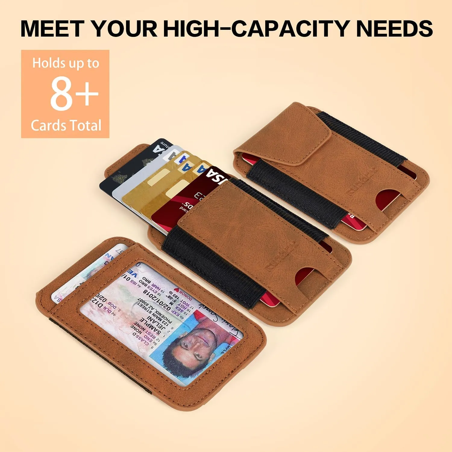 RUNBOX Wallet for Men 6-8 Cards With ID Window RFID Blocking Wallet Credit Card Holder Minimalist Front Pocket Gifts Ideal Choice