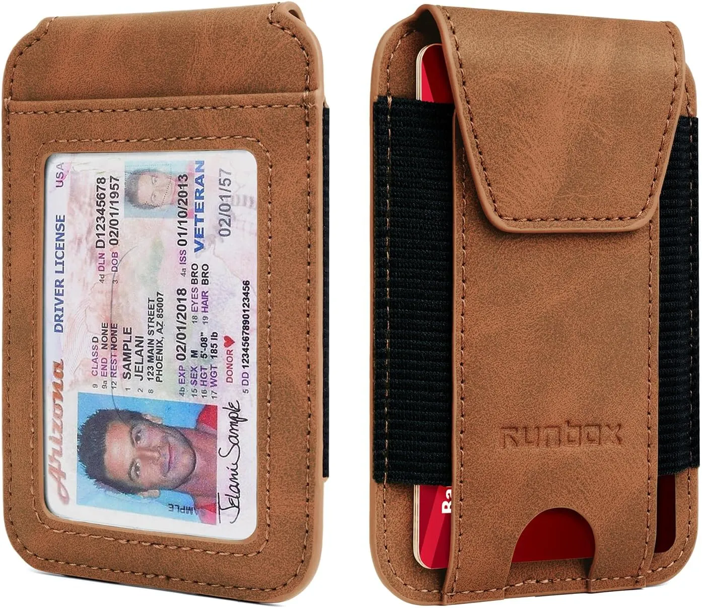 RUNBOX Wallet for Men 6-8 Cards With ID Window RFID Blocking Wallet Credit Card Holder Minimalist Front Pocket Gifts Ideal Choice