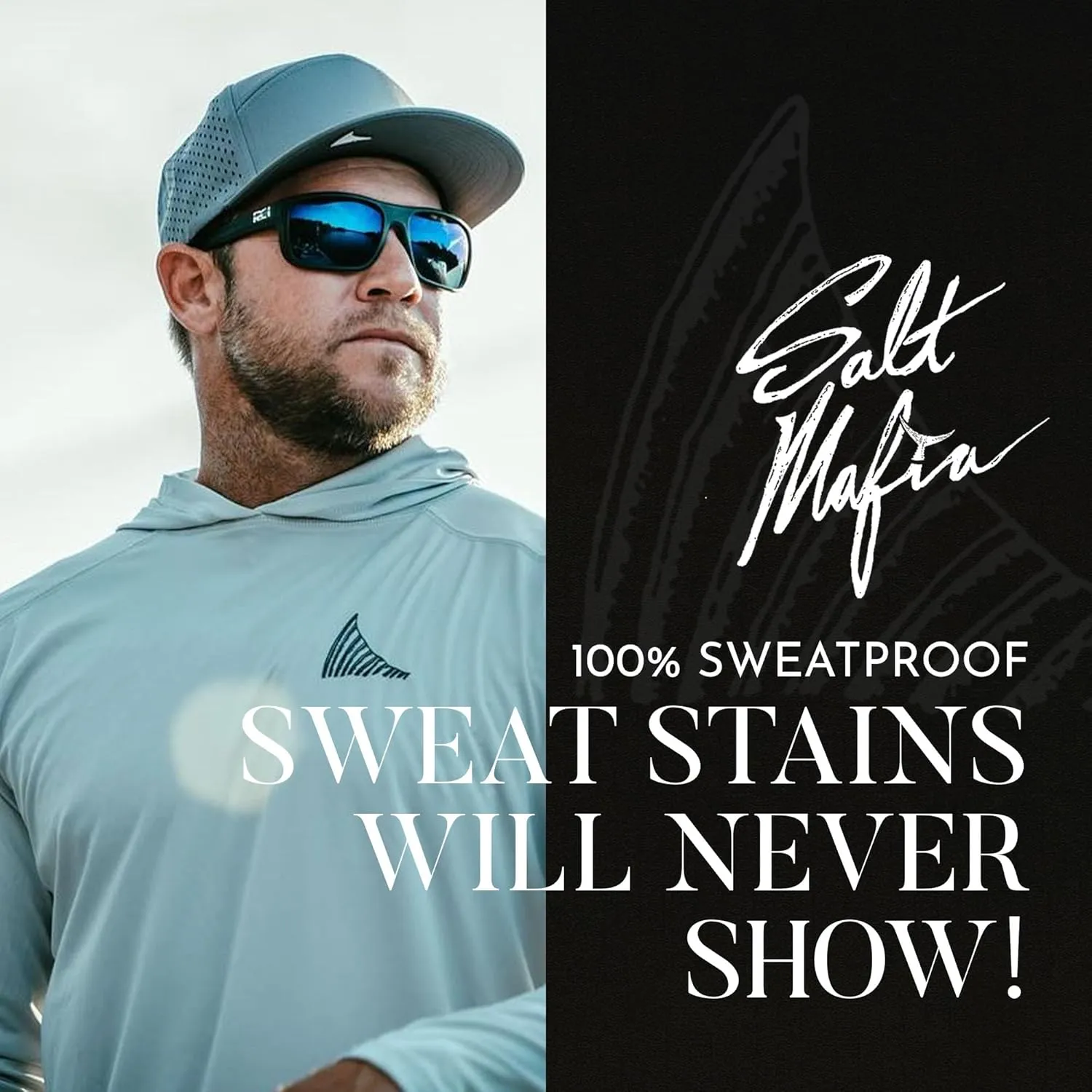 Salt Mafia Flat Brim Waterproof Hats for Men - Performance Snapback Surfer Hat