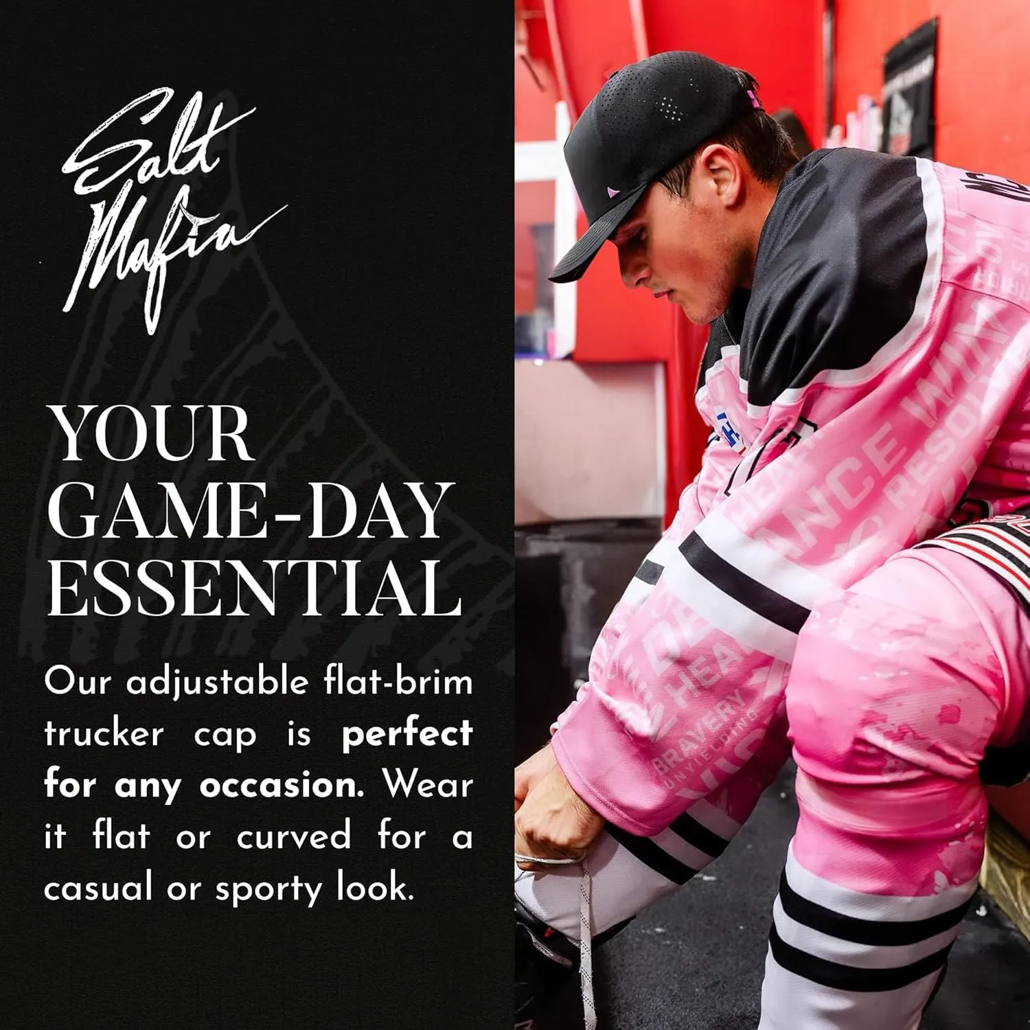 Salt Mafia Flat Brim Waterproof Hats for Men - Performance Snapback Surfer Hat