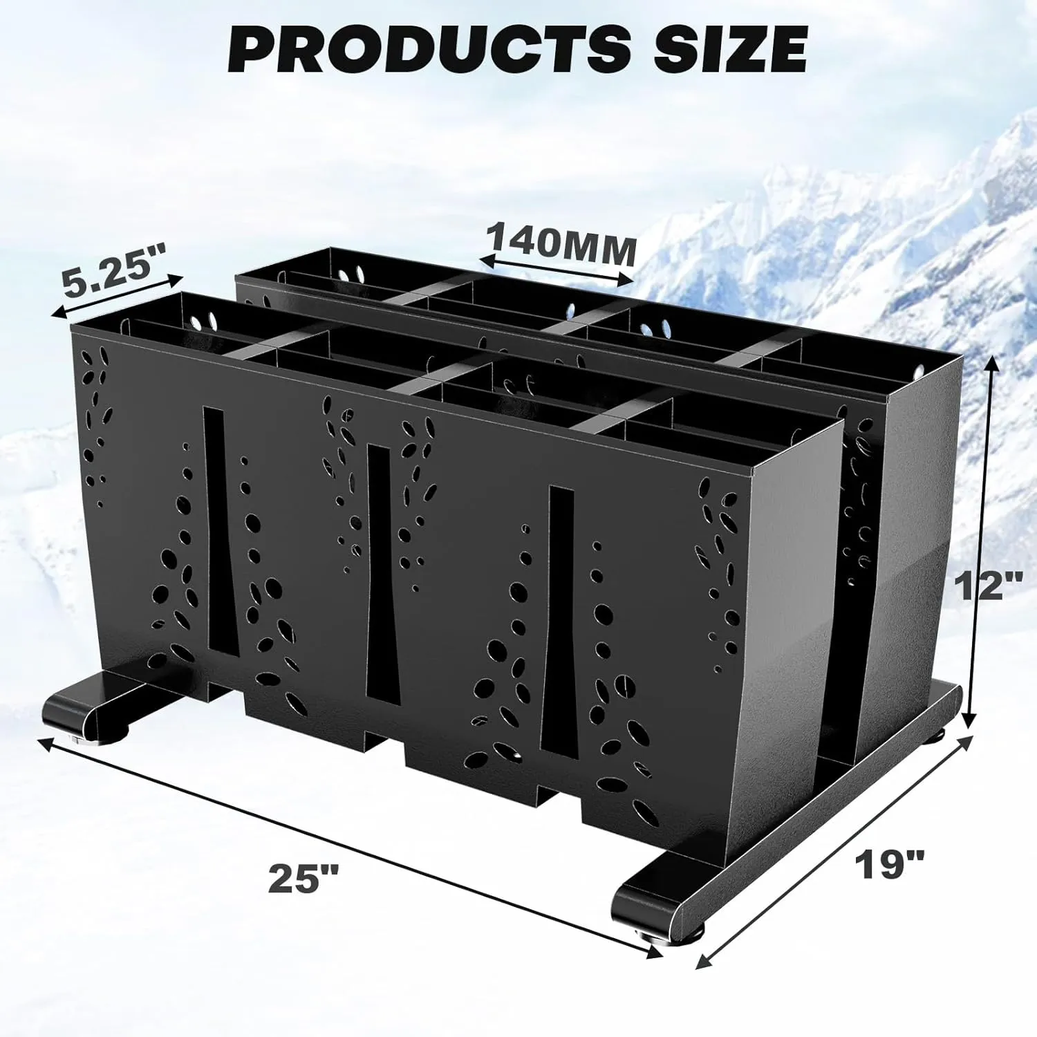 Ski Storage Rack for Garage, 8 Pair Heavy Duty Steel Freestanding Ski Storage Organizer, Indoor Ski Holder Racks for Home and Garage Storage