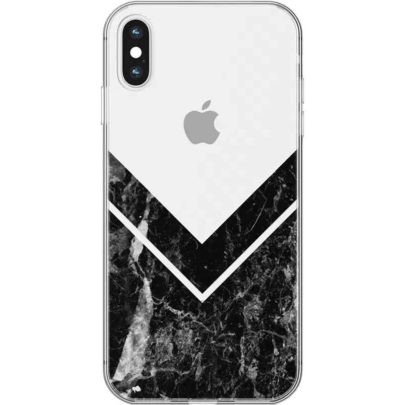 Sleek and Simple | Black Marble V Clear Case