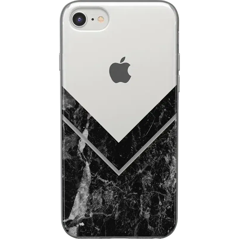 Sleek and Simple | Black Marble V Clear Case
