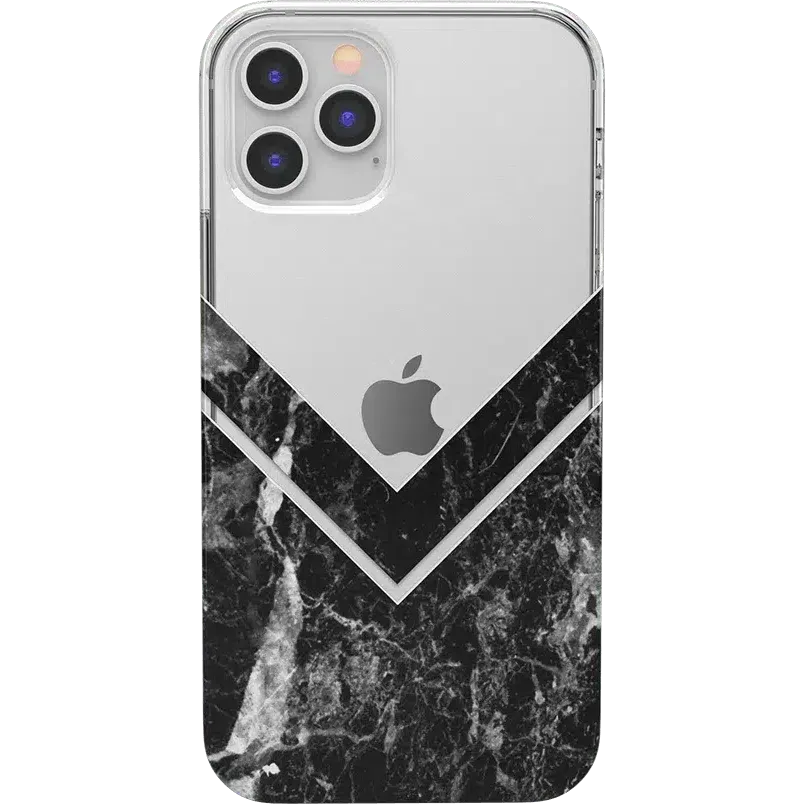 Sleek and Simple | Black Marble V Clear Case